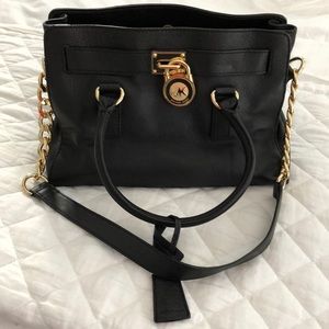 MICHAEL MICHAEL KORS HAMILTON BLACK SATCHEL